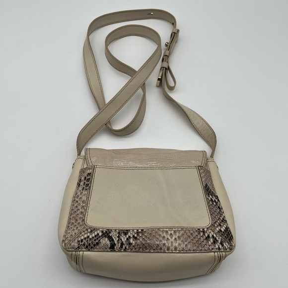 Cole Haan Cream Python Snake Turn Lock Small Crossbody Bag BLEMISH - Picture 5 of 10
